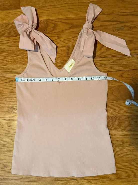 Maeve by Anthropologie Blush Pink Tie-Shoulder Ribbed Tank - Picture 10 of 10